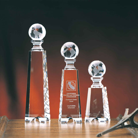 Crystal Globe Gate Tower Award Engraved and Personalized