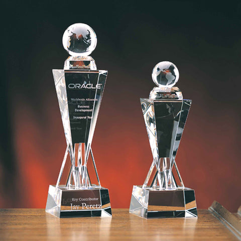 Crystal Victory Globe Award Engraved and Personalized