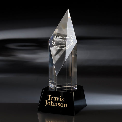 Crystal Maxim Award 4"W x 10 1/2"H Engraved and Personalized