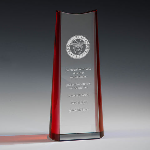Crystal Titulum Award 4"W x 9"H by Nik Meller Engraved and Personalized