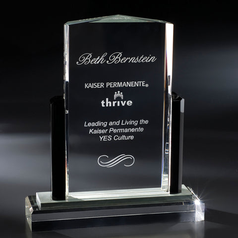 Crystal Presidio Award 8 1/4"W x 10"H By Chien J. Wang Engraved and Personalized