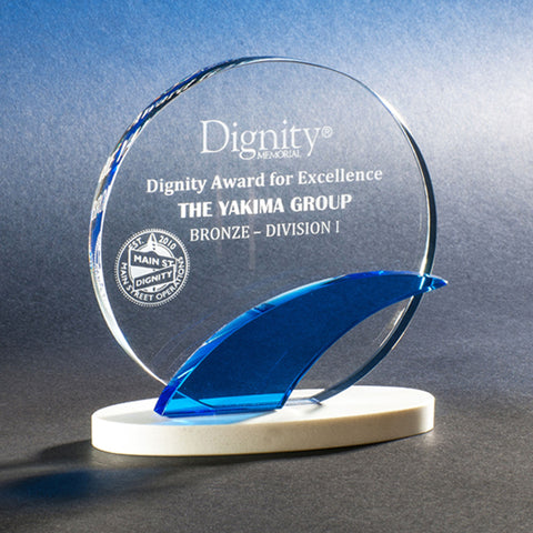 Crystal Tail Wind Award 5 3/4"W x 6"H By Chien J. Wang Engraved and Personalized