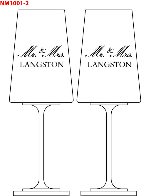 Set of 2 Mr. & Mrs. Wedding Red Wine Glasses Custom Engraved and Personalized