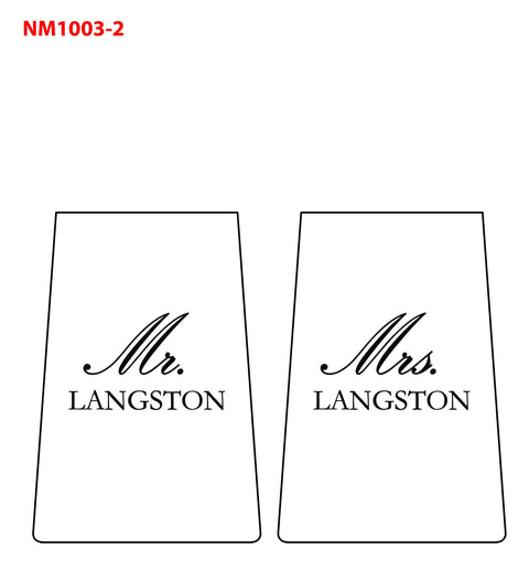 Set of 2 Mr. Mrs. Wedding Stemless Red Wine Glasses Custom Engraved Personalized