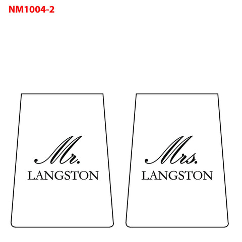 Set of 2 Mr. Mrs. Wedding Stemless White Wine Glasses Engraved and Personalized