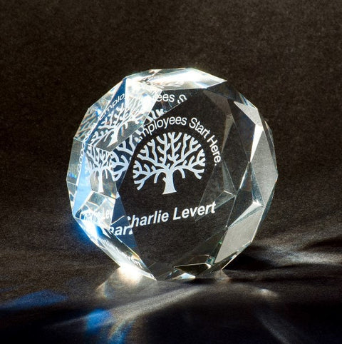 Crystal Honeycomb Paperweight 3" x 3" Engraved and Personalized