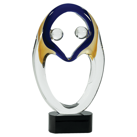 13 3/4"H Together Art Glass Award with Black Crystal Base – Personalized Engraving