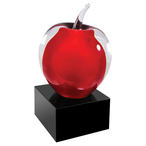 Glass Red Gala Apple with Black Base 5 3/4"H  Custom Engraved
