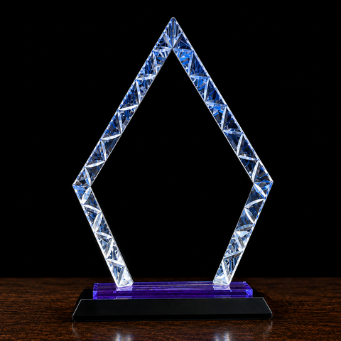 Clear Diamond Accent Glass Award on Base Engraved and Personalized
