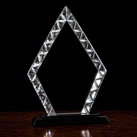 Diamond Accent Glass Award on Black Base Engraved and Personalized