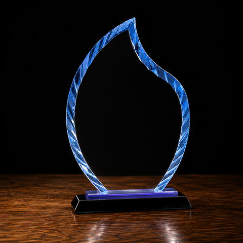 Clear Flame Accent Glass Award on Base Engraved and Personalized