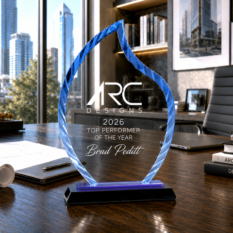 Clear Flame Accent Glass Award on Base Engraved and Personalized