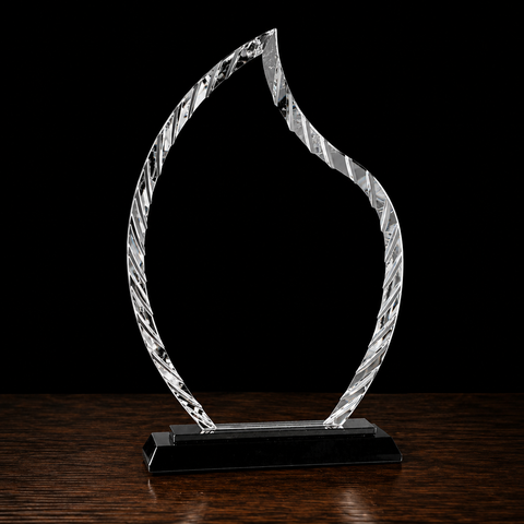 Flame Accent Glass on Black Base Engraved and Personalized