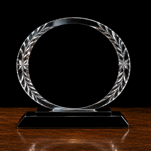 Oval Accent Glass Award on Black Base Engraved and Personalized