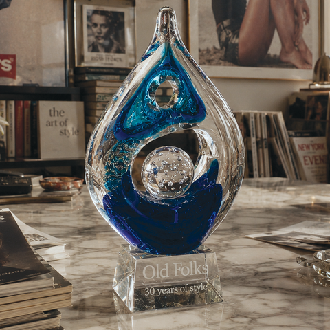 8 1/2"H Winner Art Glass Award Custom Engraved and Personalized