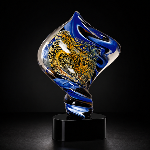 11"H Diamond Twist Art Glass Award Custom Engraved and Personalized