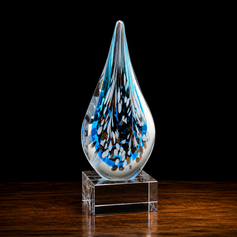 10"H Multi-Colored Teardrop Art Glass – Personalized Engraving