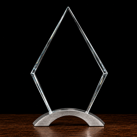 7 1/4"H Diamond Cosmic Glass Award with Silver Base Custom Engraved