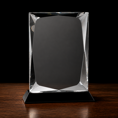 Crystal Rectangle on Black Base Engraved and Personalized