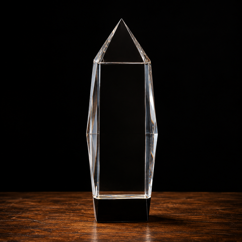 Crystal Facet Rectangle on Black Crystal Base Engraved and Personalized