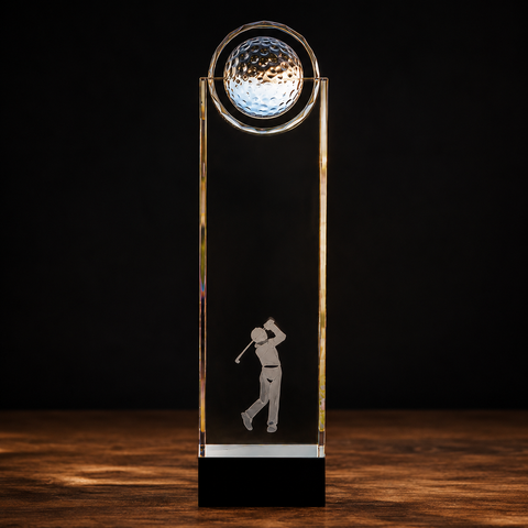 Crystal 3D Golfer Trophy Custom Engraved and Personalized