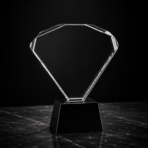 Crystal Fan Award with Black Base – Personalized Engraving