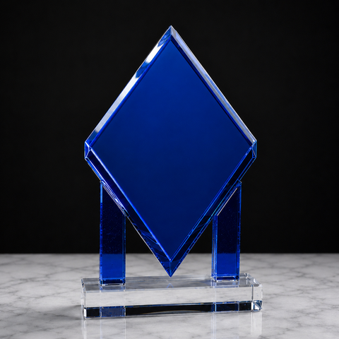 Blue Crystal Floating Diamond Award 8 3/4"H Engraved and Personalized