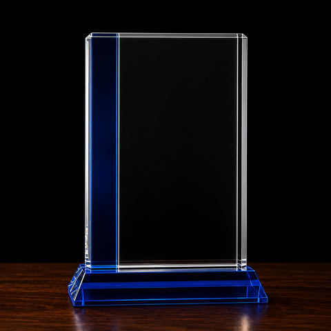 Blue Edge Crystal on Blue Base Engraved and Personalized
