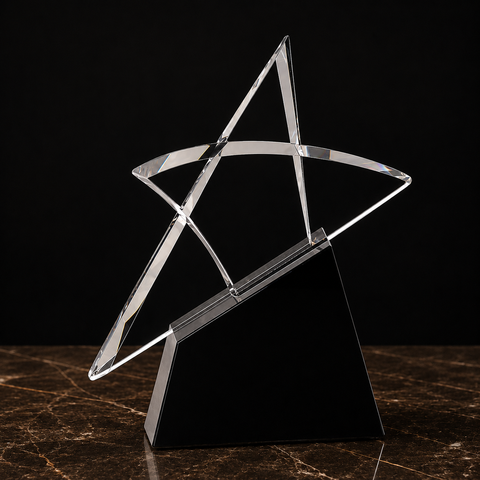 Crystal Izar Star on Black Base 8 3/4"H Custom Engraved and Personalized