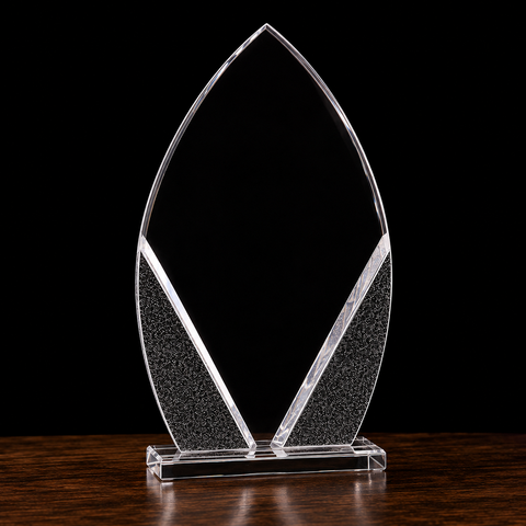 7 1/4"H Oval Designer Glass Award Engraved and Personalized