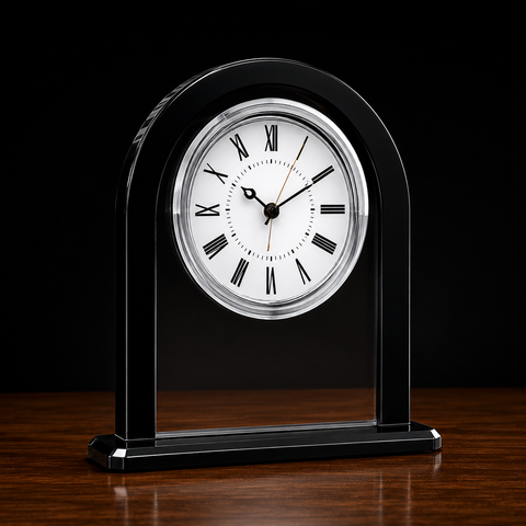 6 1/4"H Glass Square Arch Clock Engraved and Personalized