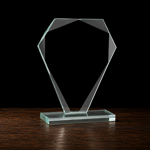 Cut Diamond Jade Glass Award Engraved and Personalized