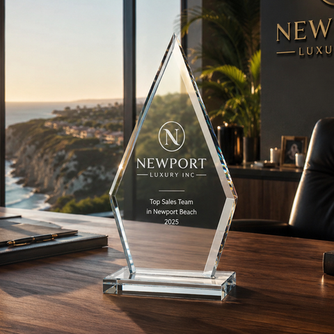 Triangle Jade Glass Award Engraved and Personalized