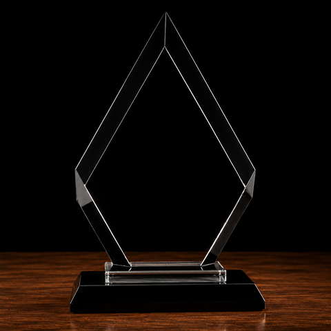 Diamond Black Regal Glass Award Engraved and Personalized
