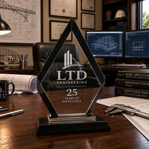 Diamond Black Regal Glass Award Engraved and Personalized