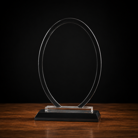 Oval Black Regal Glass Award Engraved and Personalized
