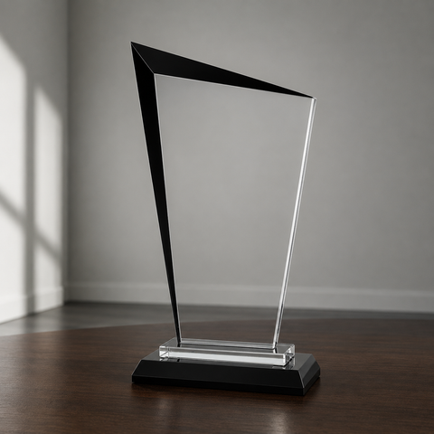 Black Razor Glass Award Engraved and Personalized