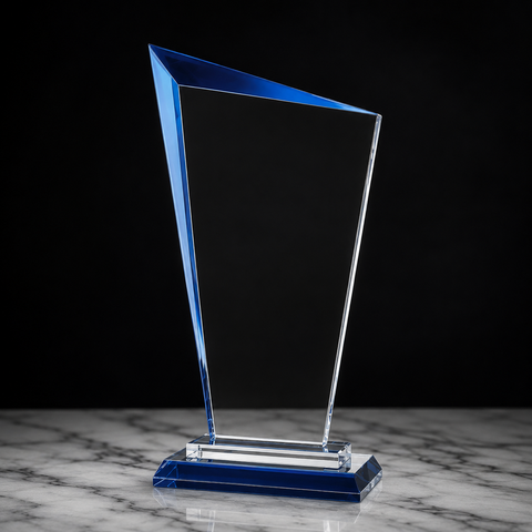 Blue Razor Glass Award Engraved and Personalized