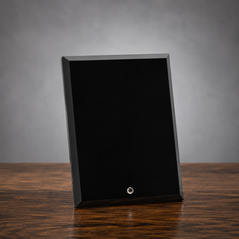 Beveled Black Glass Standing Plaque Engraved and Personalized