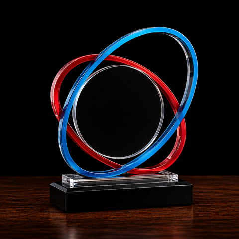 Aluminum/Glass Fused Orbit Award 8 1/4"H Engraved and Personalized