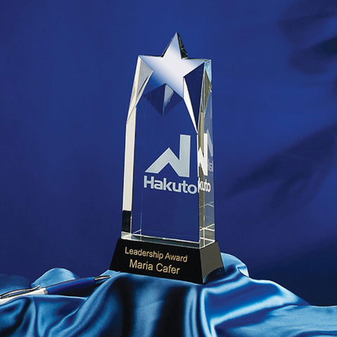 Crystal Allure Star Award 4" W x 9" H Engraved and Personalized