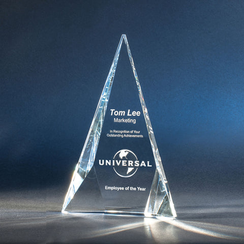 Crystal Delta Award 7"W x 10"H Engraved and Personalized