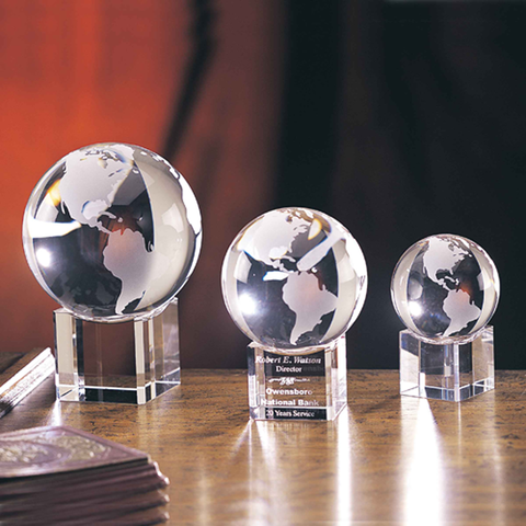 Crystal Spinning Globe Award Engraved and Personalized