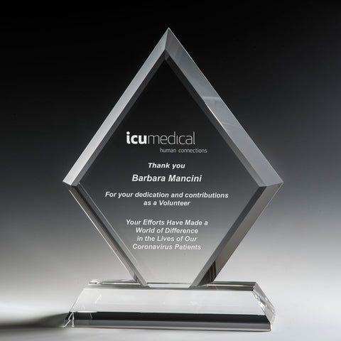 Crystal Grand Diamond Award 5 1/2"W x 8 1/4"H Engraved and Personalized