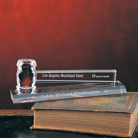Crystal Gavel on Base  Custom Engraved and Personalized