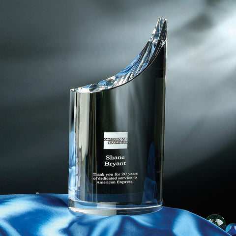 Crystal Mezzo Award  4" W x 8" H Engraved and Personalized