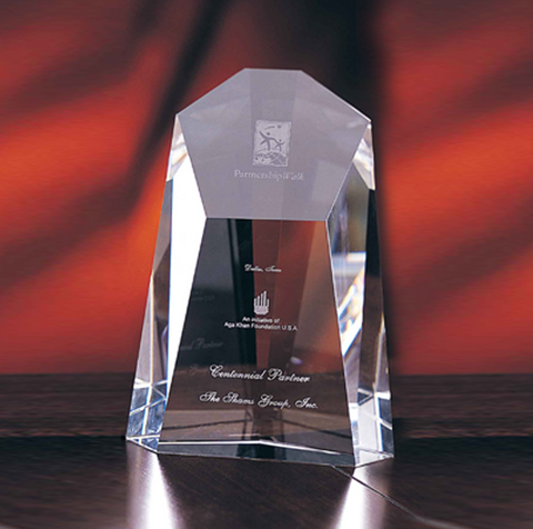 Crystal SoHo Award 5 1/4" W x 7 1/2" Engraved and Personalized