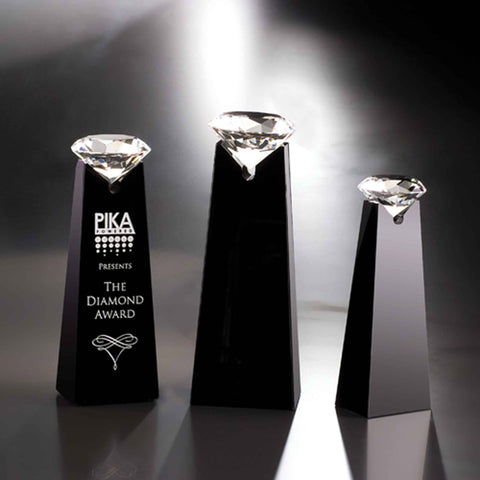 Crystal Solitaire Diamond Award Engraved and Personalized
