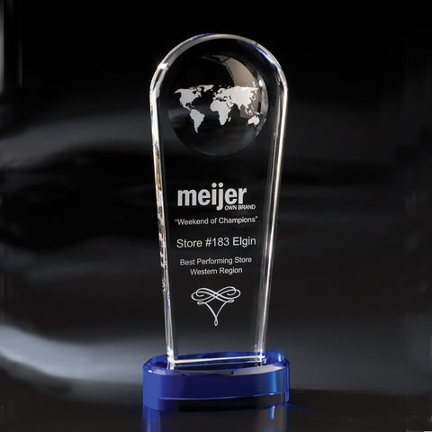 Crystal Atmosphere Globe Award Engraved and Personalized