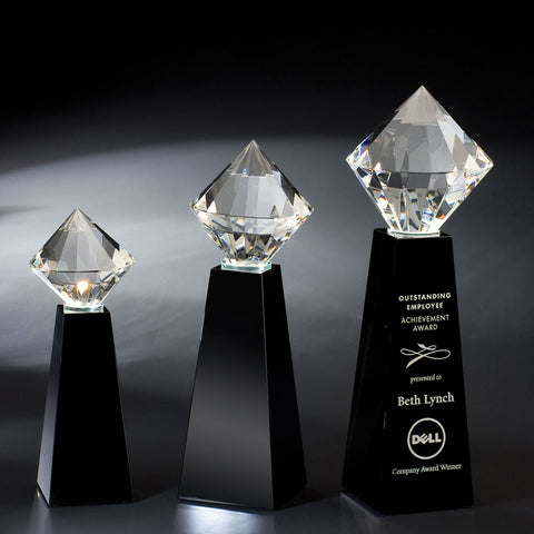Black Crystal Brilliant Award Engraved and Personalized